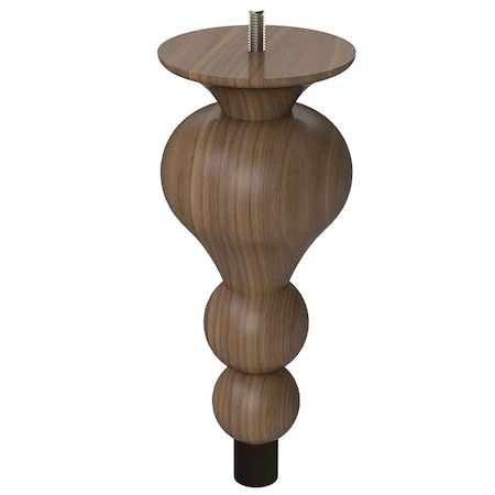 Designs Of Distinction 9" Tipt Toe Bun Foot with bolt and 1" Flat Black Ferrule - Walnut 01242009WLWR6